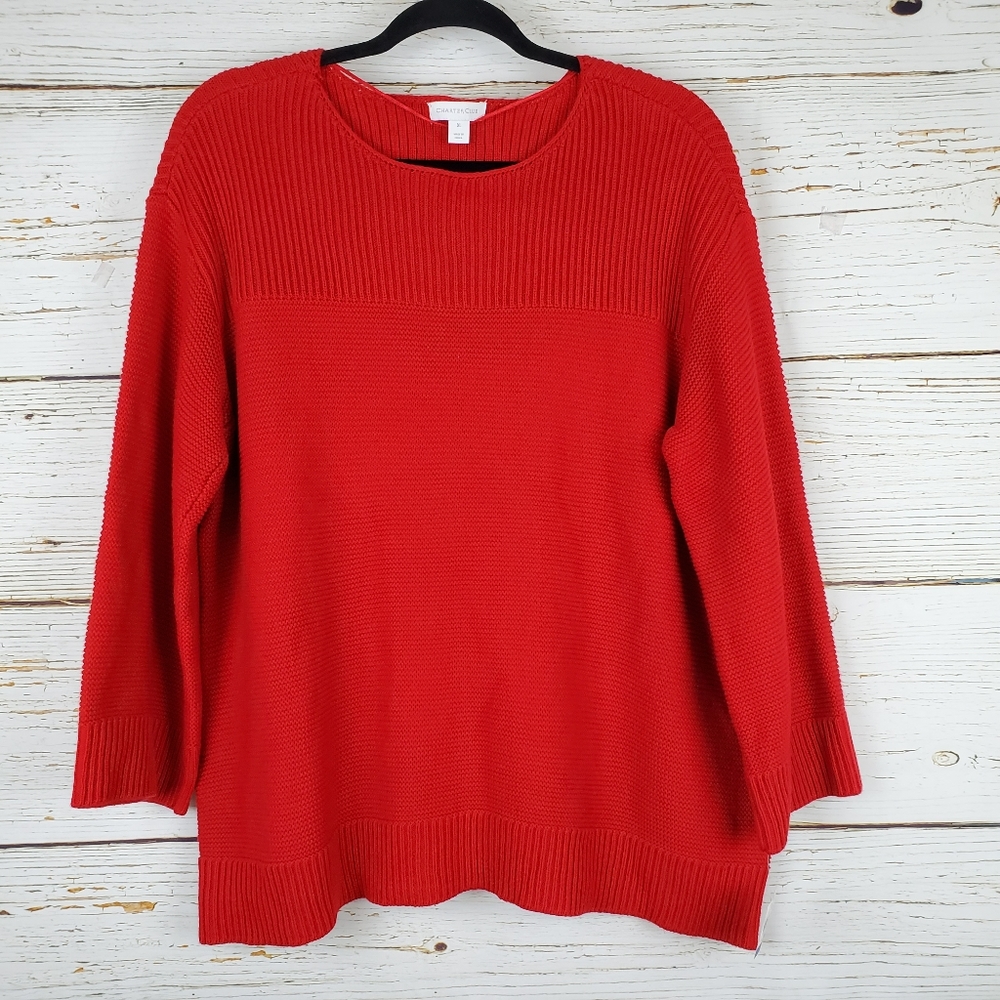 NWT Charter Club Red Side Button Sweater - Picture 2 of 6